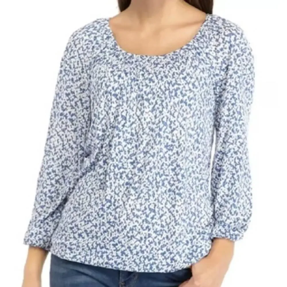 Michael Kors Women's Mini Lily Knit Peasant Top - Vintage Blue XS
